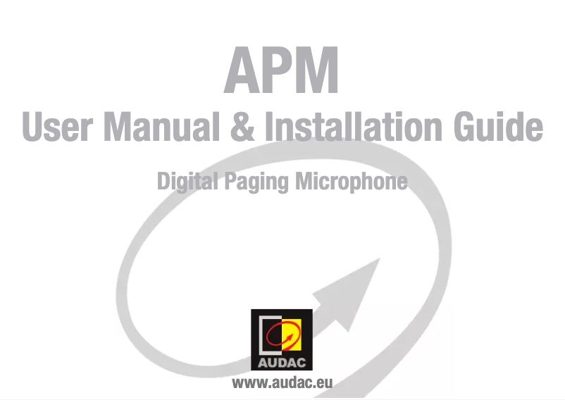 Page n°1 - Manuel utilisateur Audac APM108MK2