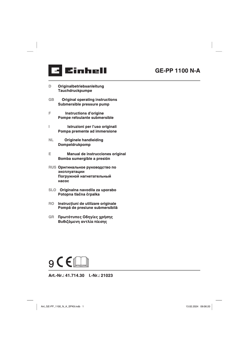 Image de la première page du manuel de l'appareil GE-PP 1100 N-A