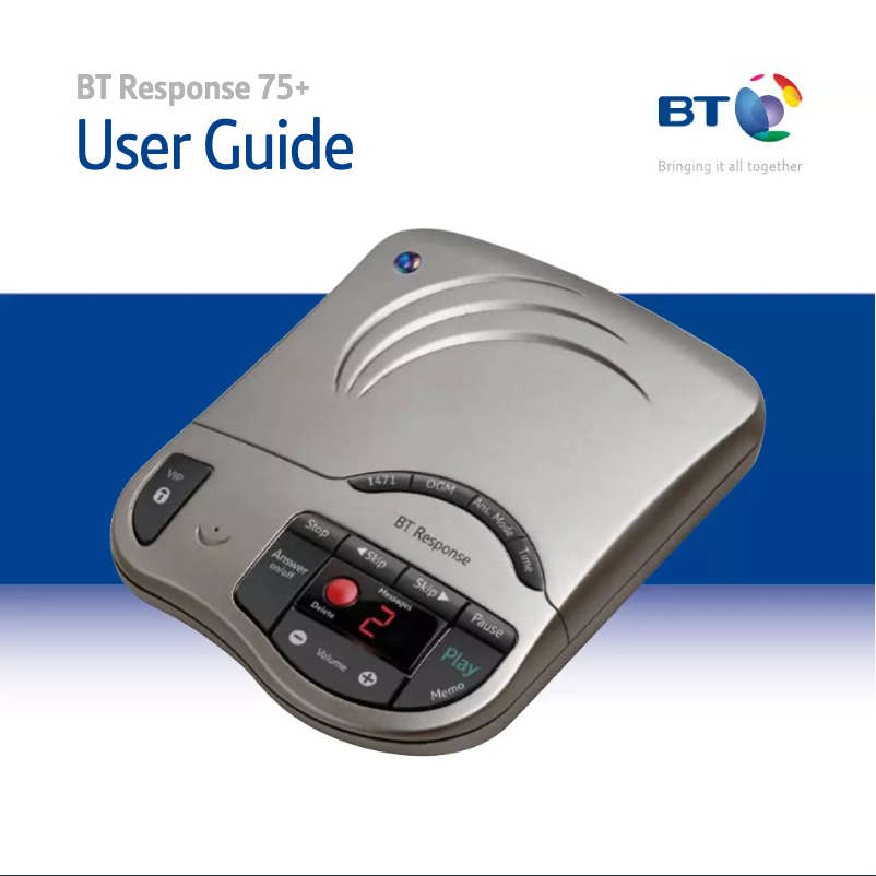 Page n°1 - Manuel utilisateur British Telecom Response 75+