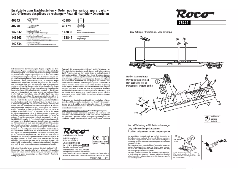 Page n°1 - Manuel utilisateur Roco 76221