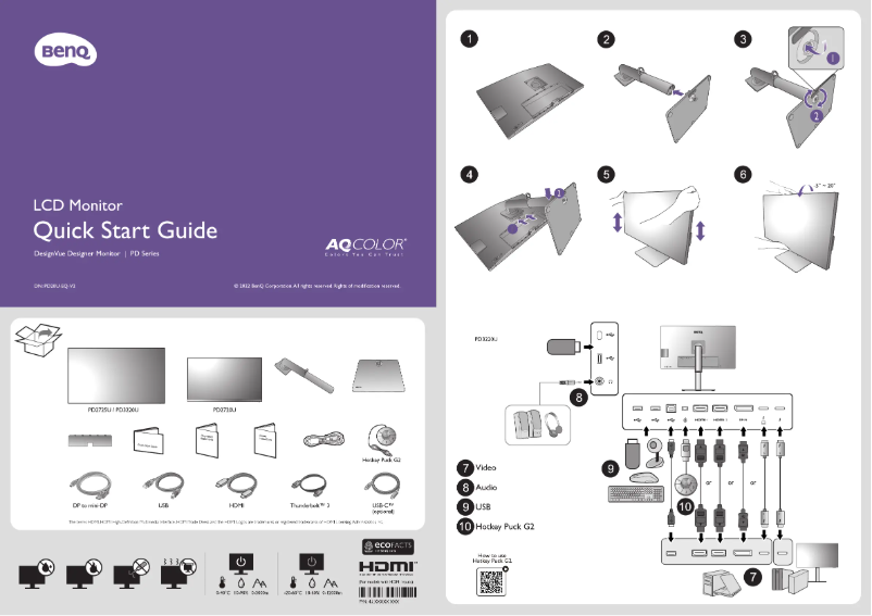 Page 1 de la notice Guide de démarrage rapide BenQ PD2720U