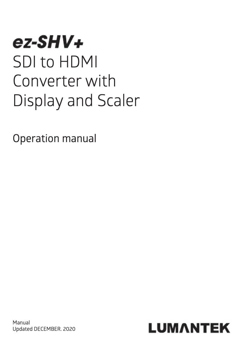Page 1 of the manual User Manual Lumantek EZ-SHV+