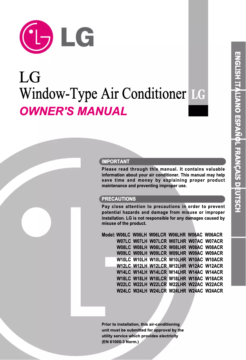 Página 1 del manual Manual de usuario LG W18AC