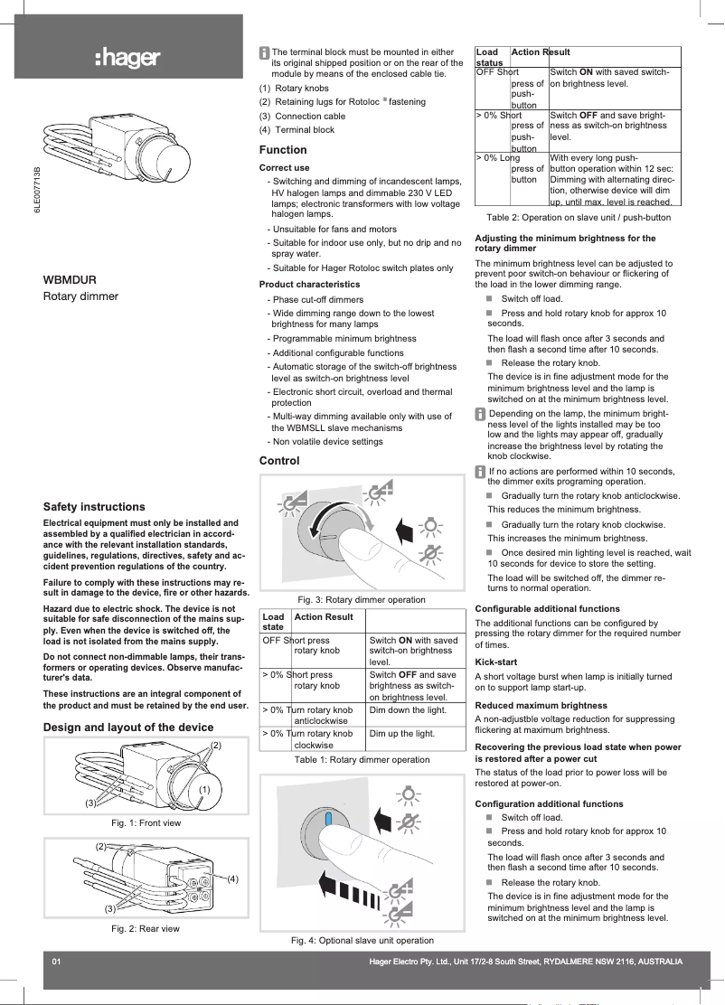 Page 1 de la notice Manuel utilisateur Hager WBMDUR