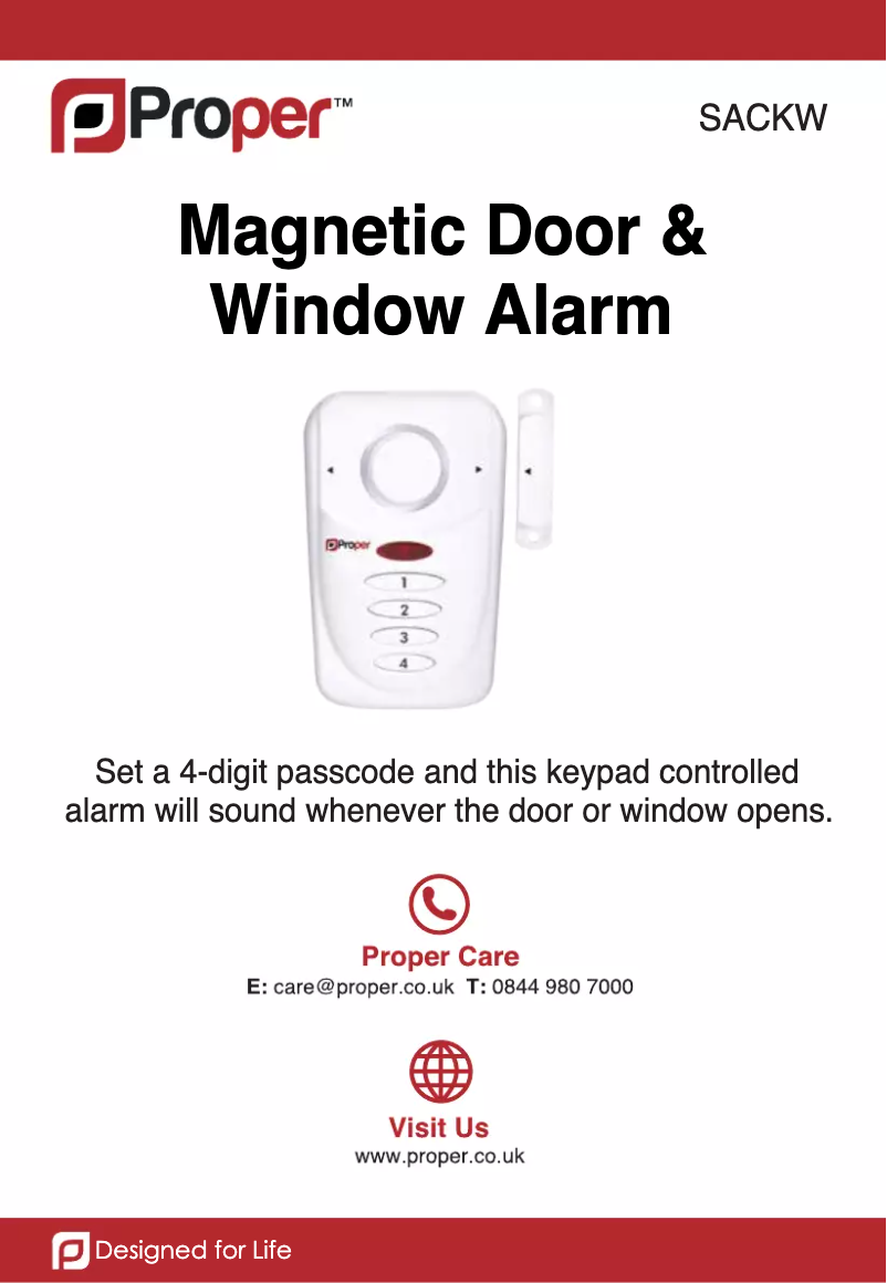 Image de la première page du manuel de l'appareil Magnetic Door & Window Alarm