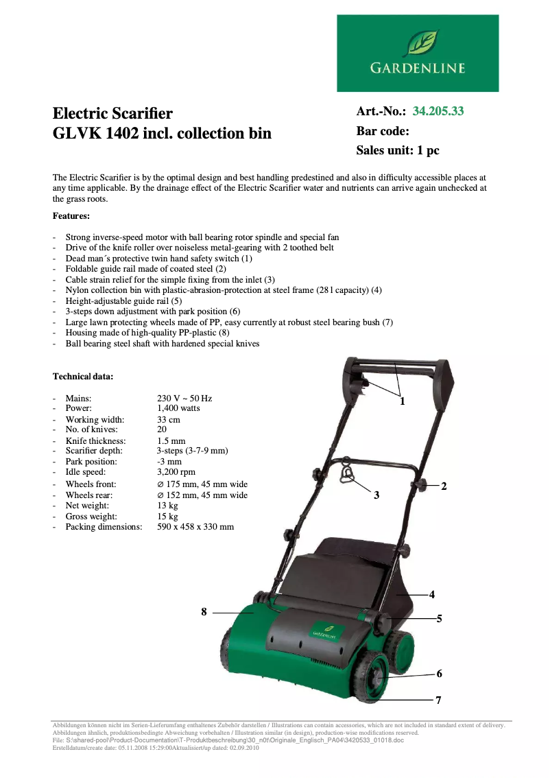 Image de la première page du manuel de l'appareil GLVK 1402