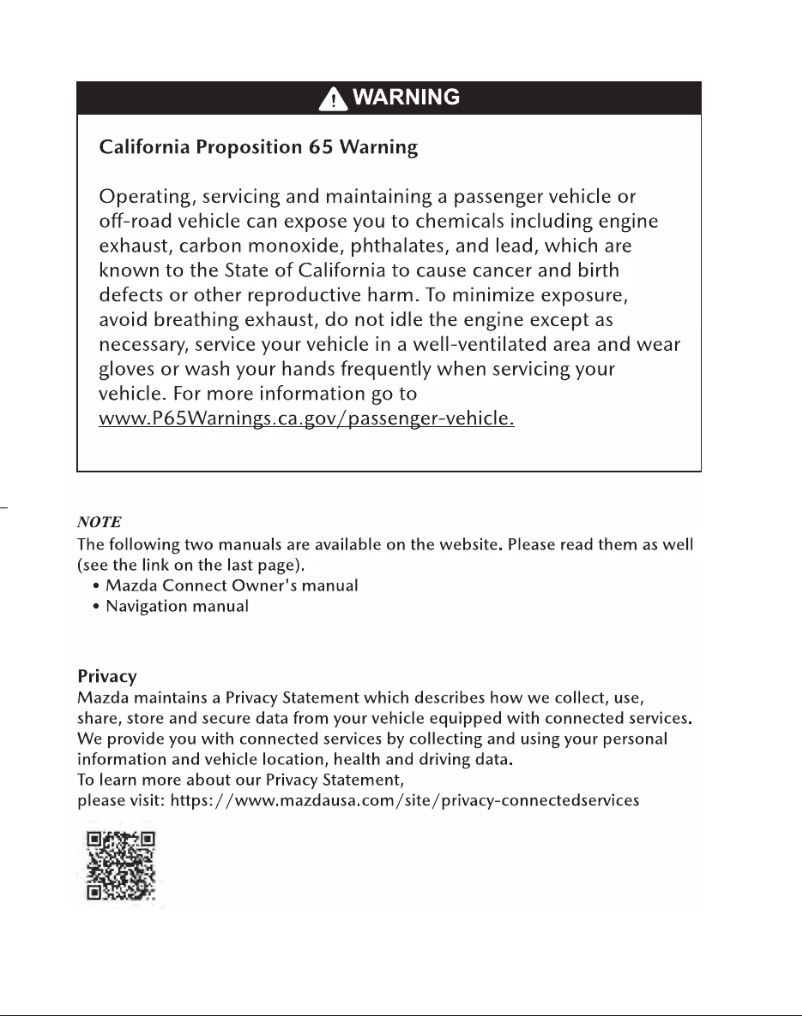 Page 1 de la notice Manuel utilisateur Mazda 3 Hatchback (2020)