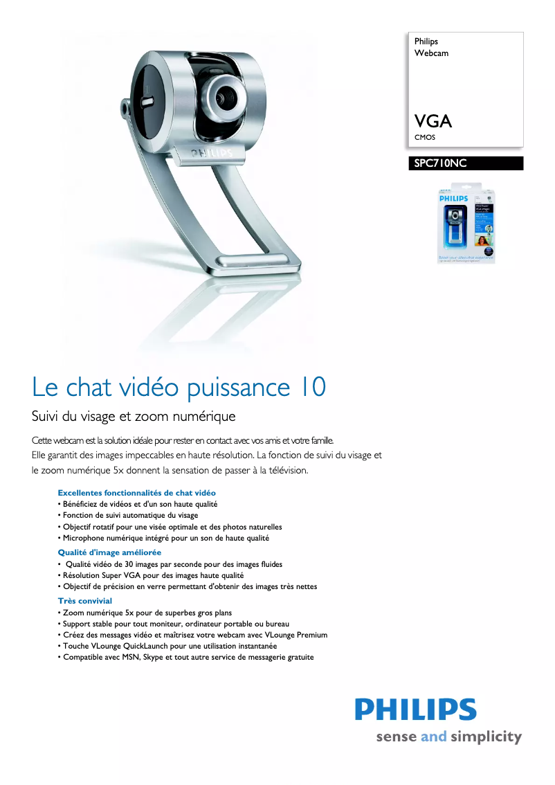 Página 1 del manual Ficha técnica Philips SPC710NC