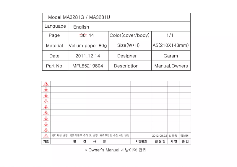 Page 1 de la notice Manuel utilisateur LG MA3281U