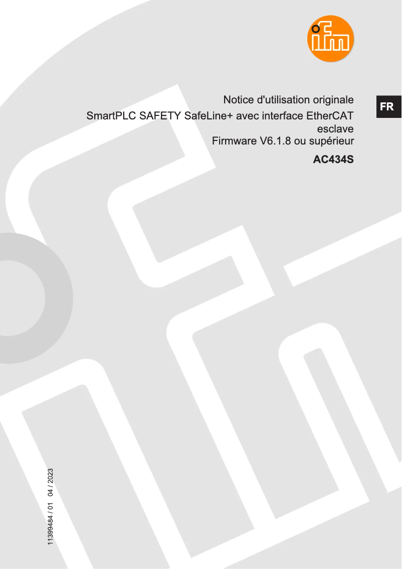 Page 1 de la notice Manuel utilisateur IFM AC434S