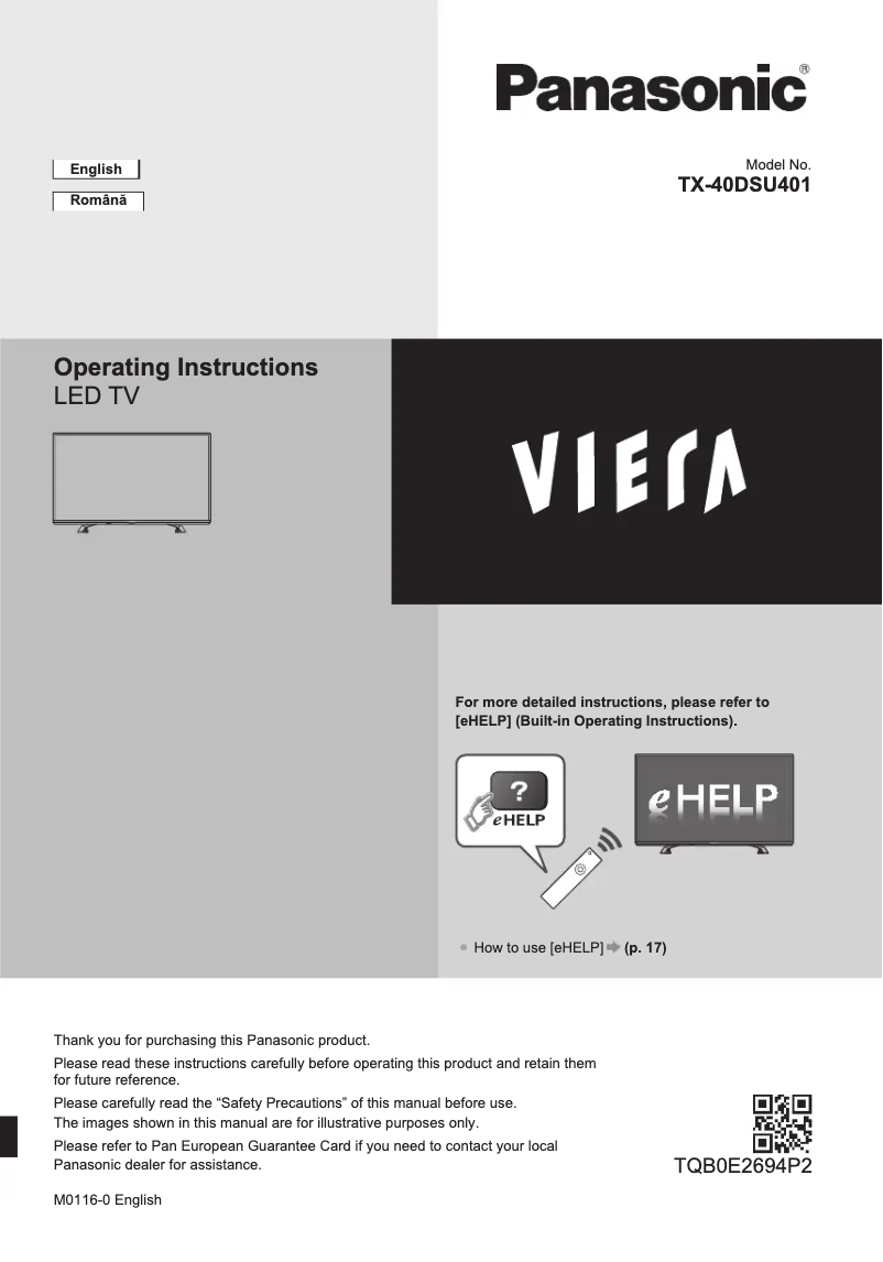 Page 1 de la notice Guide de démarrage rapide Panasonic TX-40DSU401