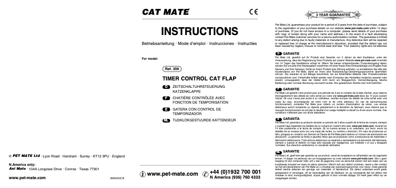 Page 1 de la notice Manuel utilisateur Cat Mate 359W Timer Control