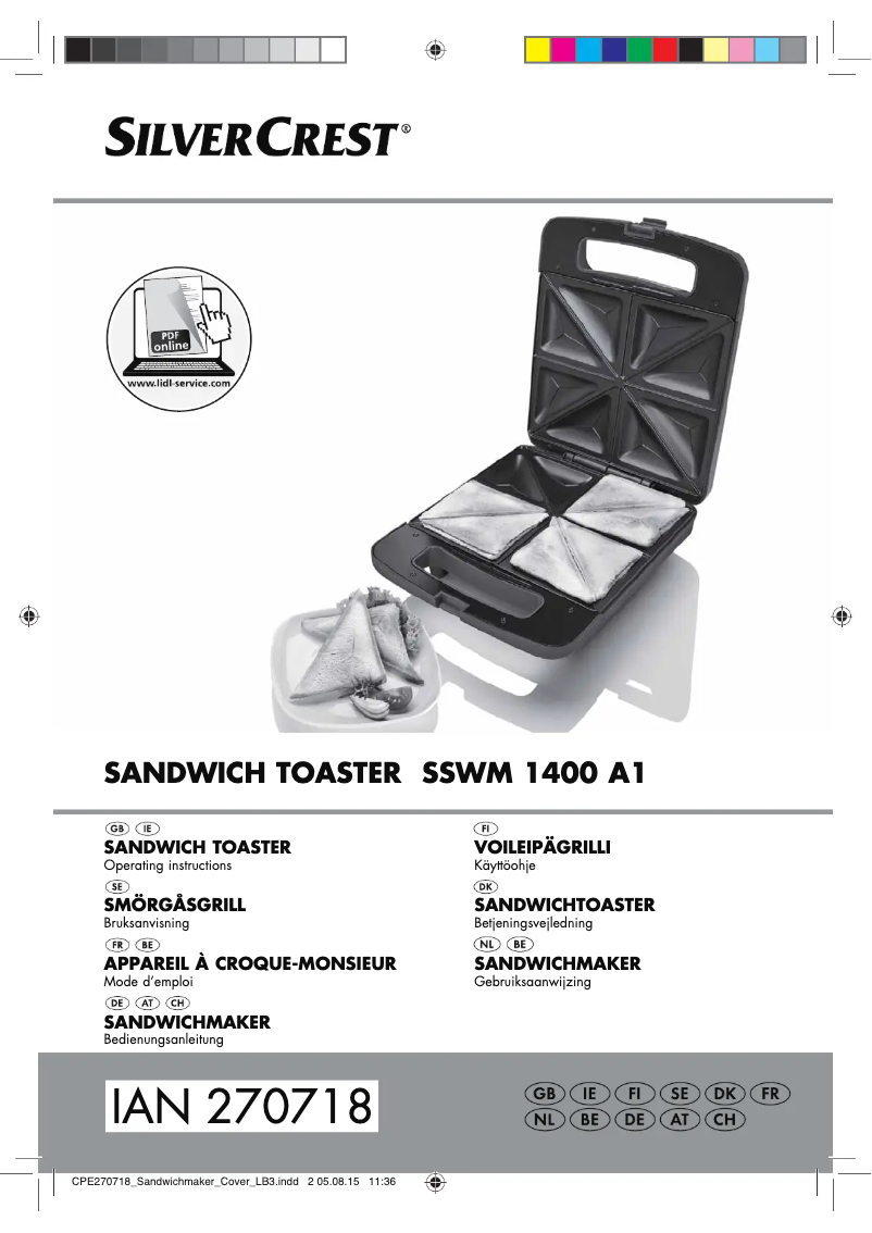Page n°1 - Manuel utilisateur SilverCrest SSWM 1400 A1