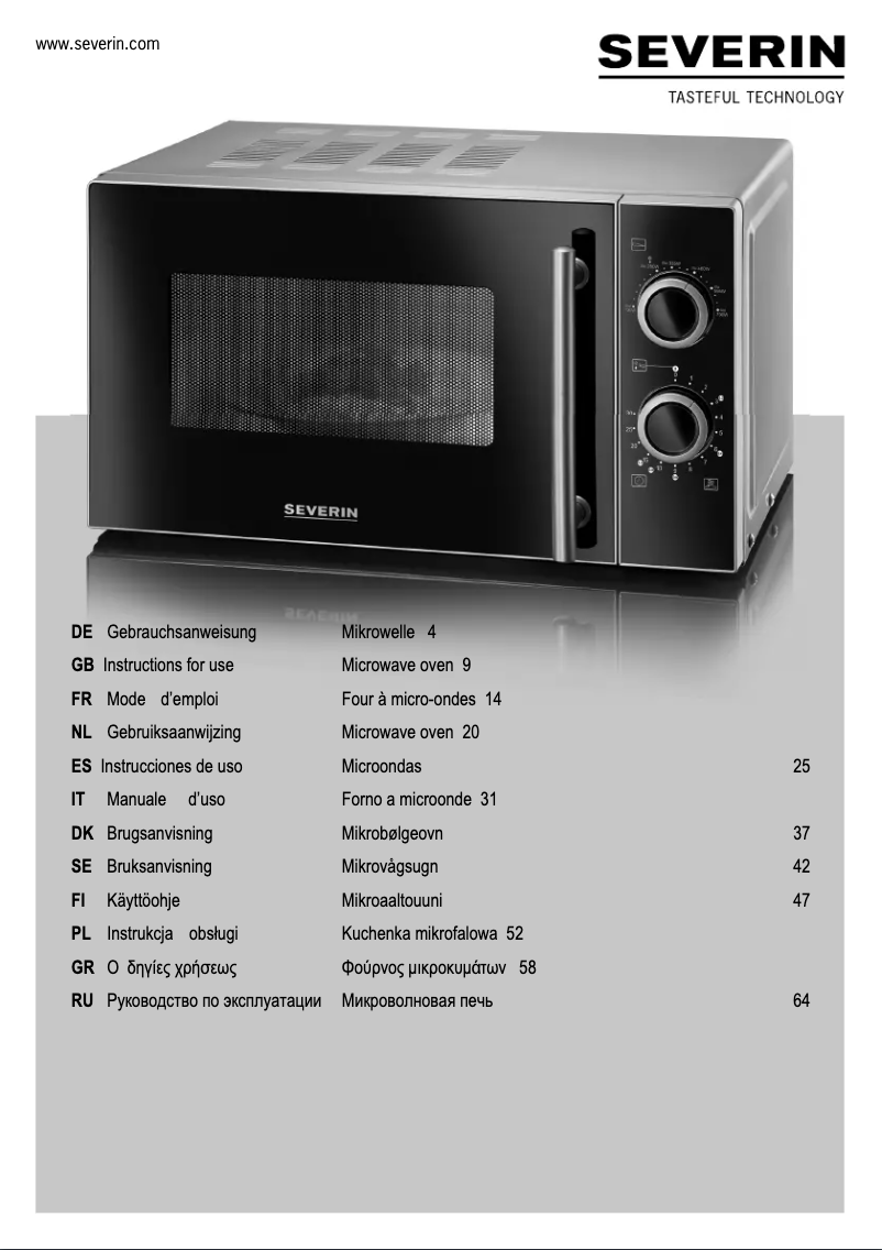 Page 1 de la notice Manuel utilisateur Severin MW 7862