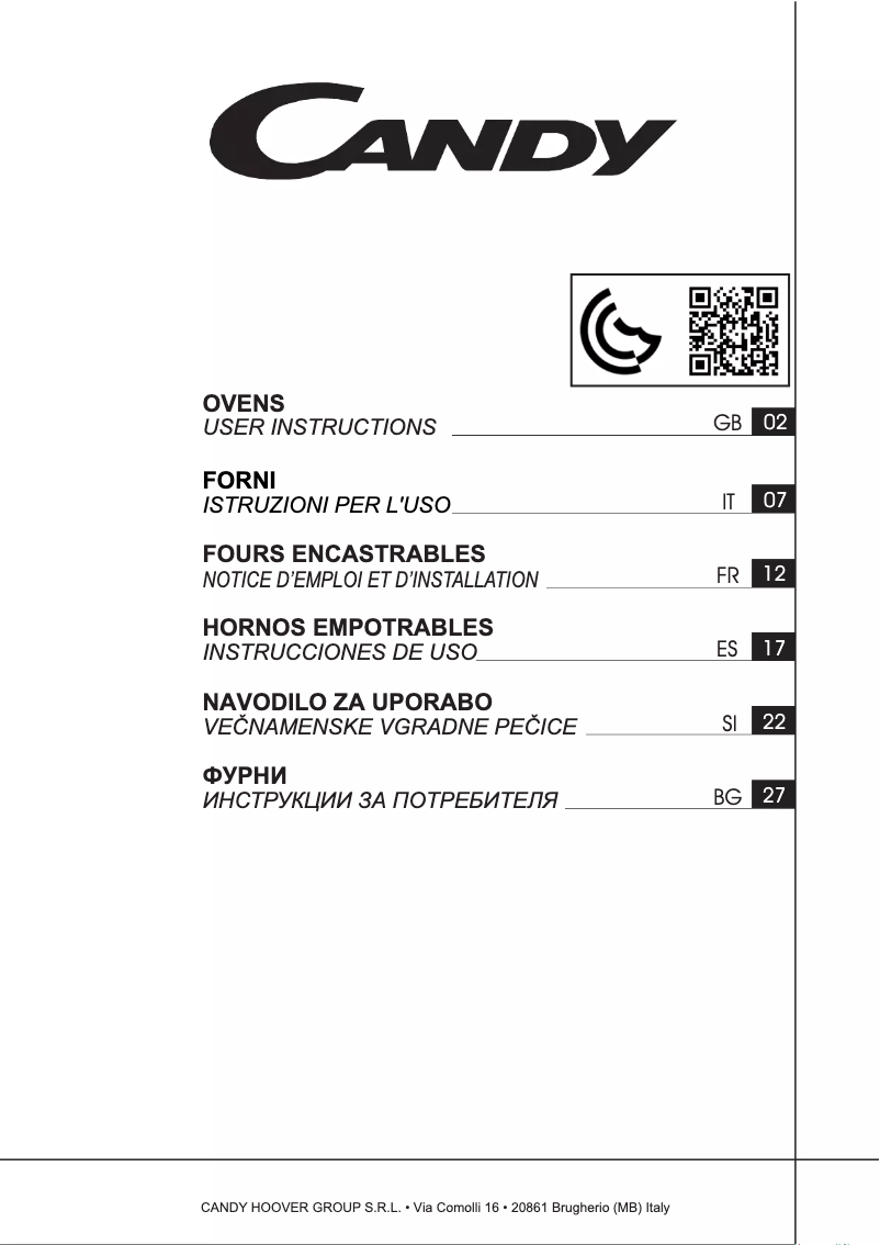 Image de la première page du manuel de l'appareil CGHOPK60X/E