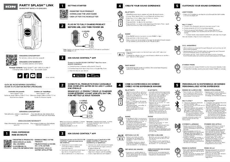 Page n°1 - Guide de démarrage rapide ION Party Splash Link