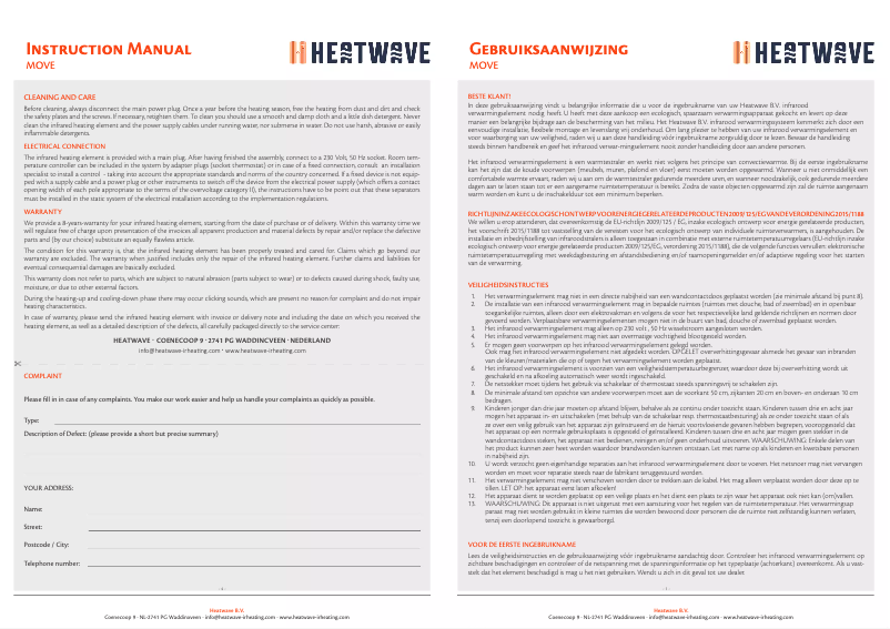 Page n°1 - Manuel utilisateur Heatwave Move 600