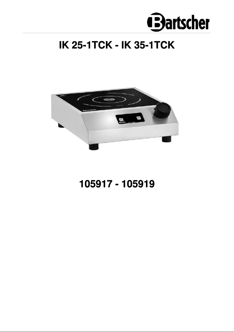 Page 1 de la notice Manuel utilisateur Bartscher IK 25-1TCK