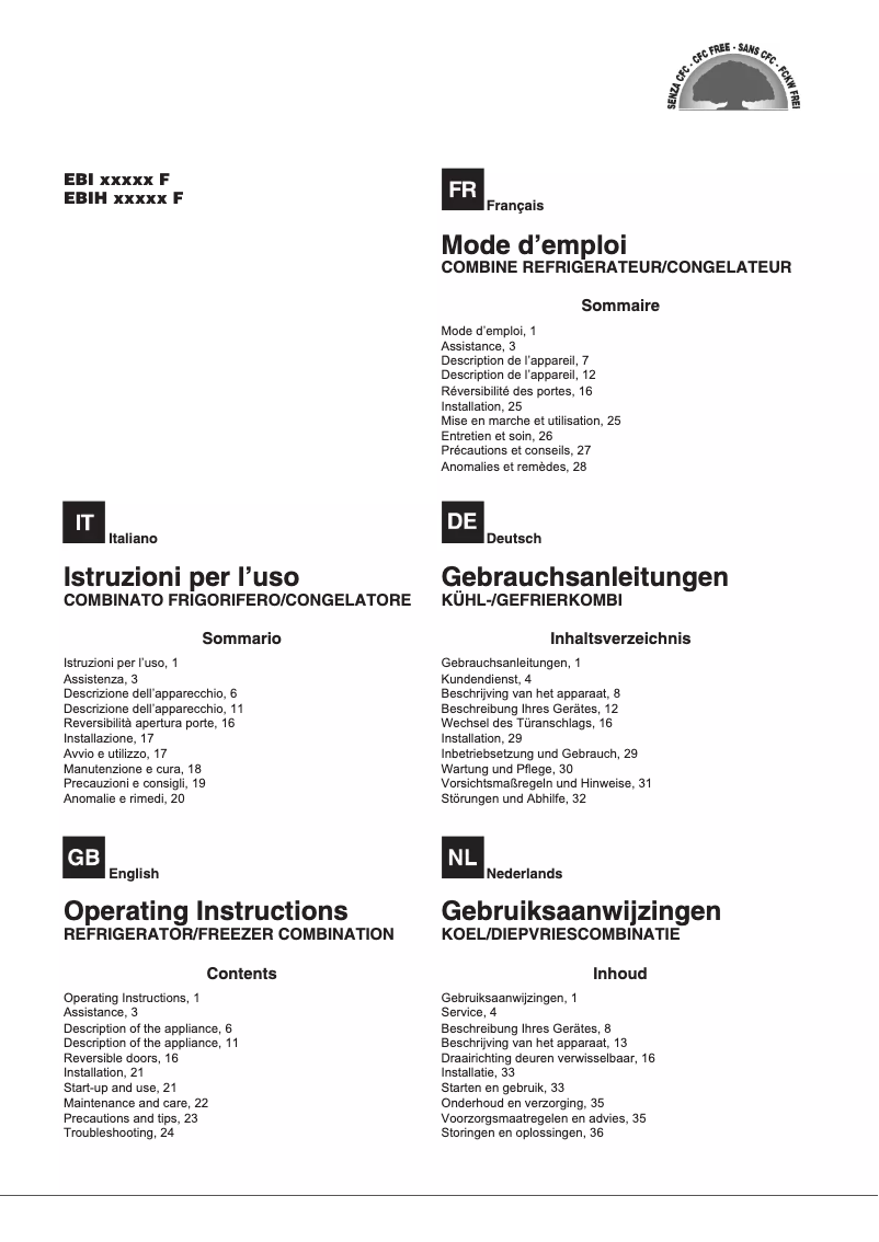 Page 1 de la notice Manuel utilisateur KitchenAid EBI 18220F