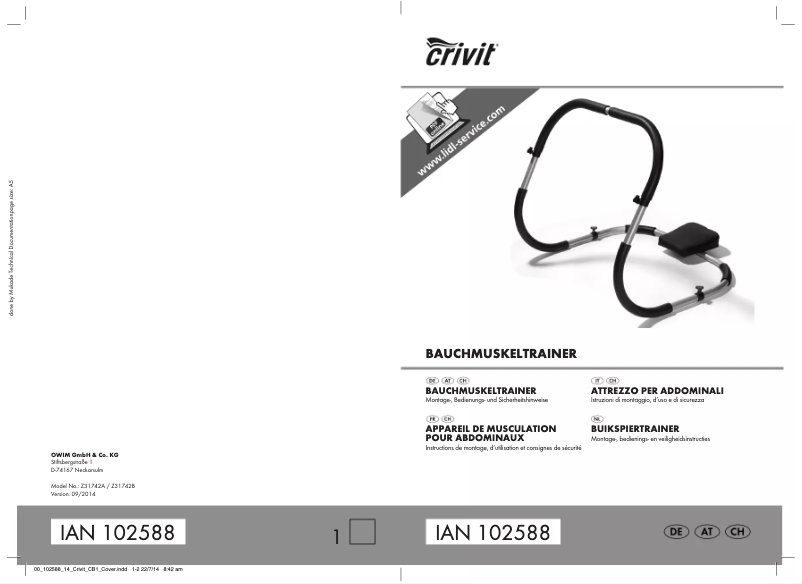Page n°1 - Manuel utilisateur Crivit Z31742A