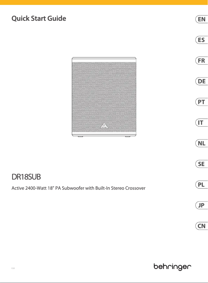 Image de la première page du manuel de l'appareil DR18SUB