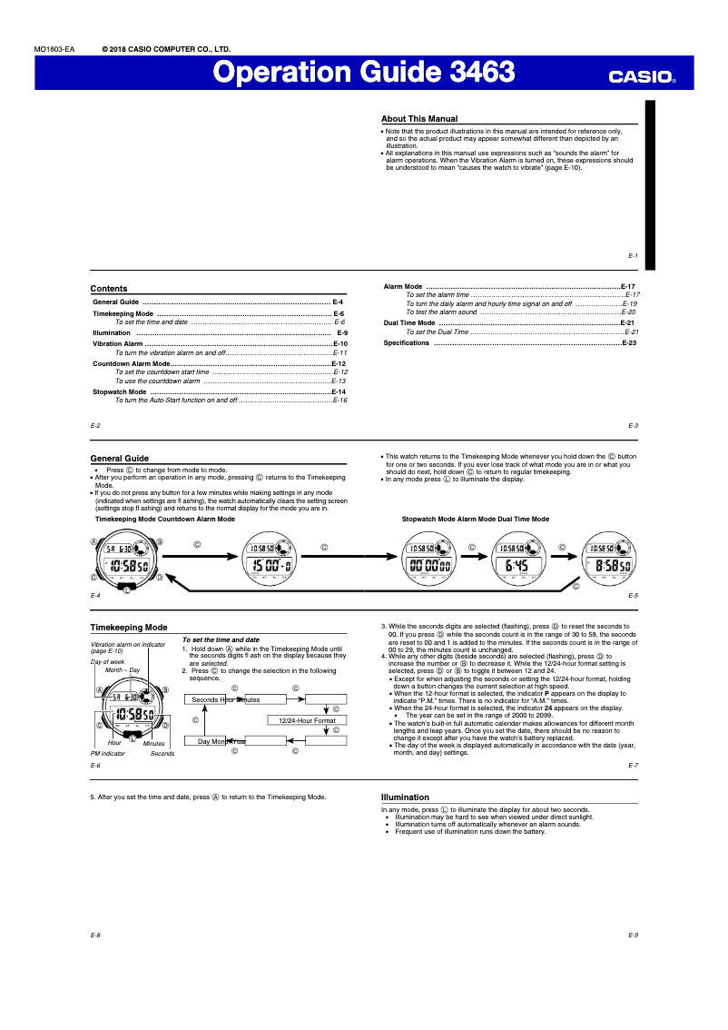 Page 1 de la notice Manuel utilisateur Casio Collection TRT-110H-1A2VEF