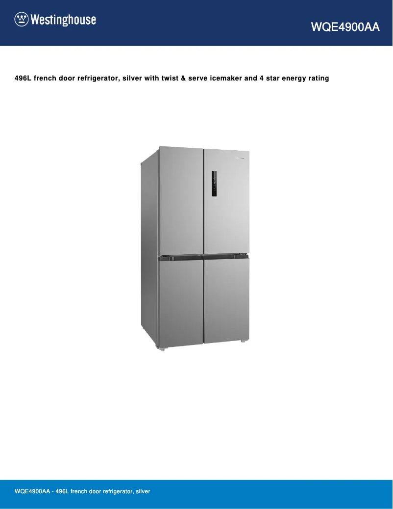 Image de la première page du manuel de l'appareil WQE4900AA