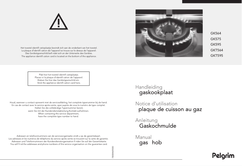 Page 1 de la notice Mode d'emploi Pelgrim GK575ONYA