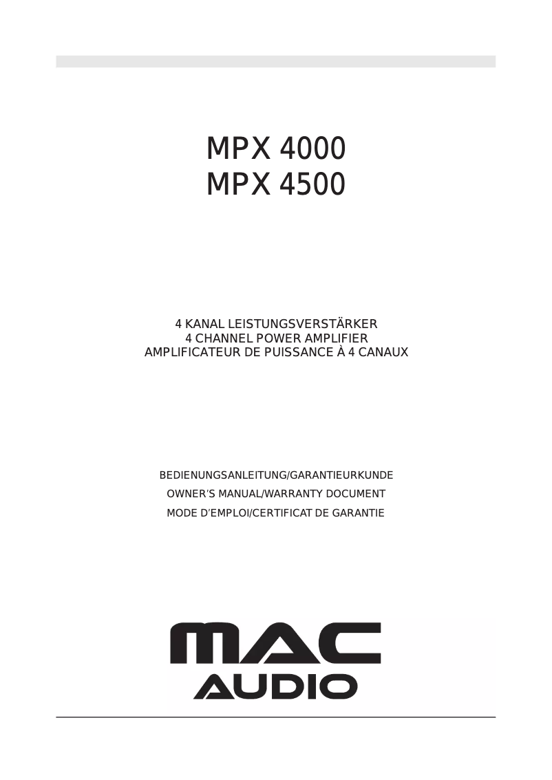 Image de la première page du manuel de l'appareil MPX 2000