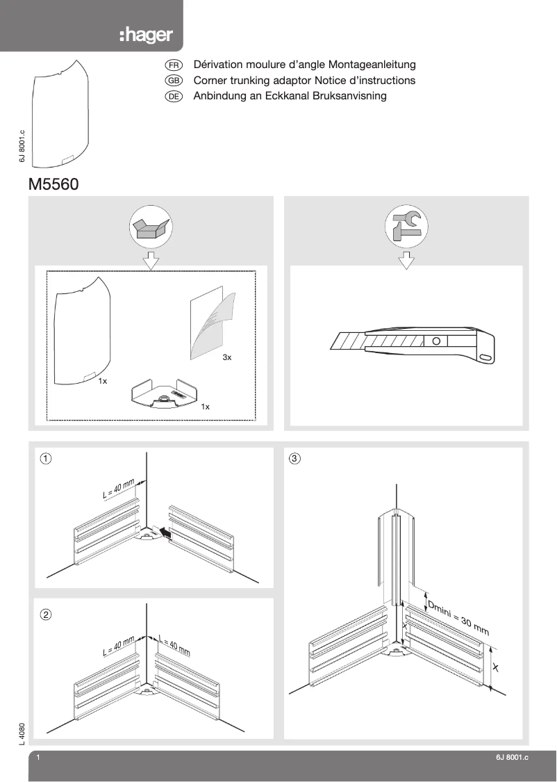 Page 1 de la notice Manuel utilisateur Hager SL20055819016