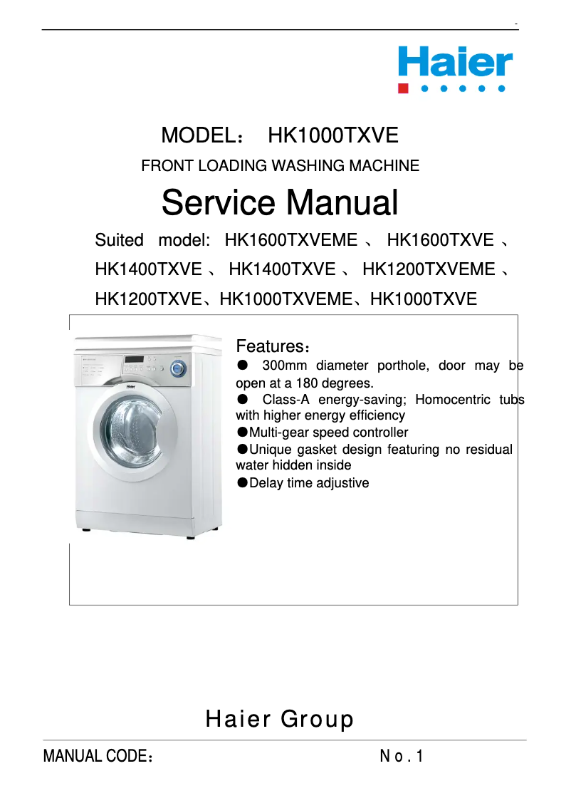Page 1 de la notice Manuel utilisateur Haier HK1000TXVE