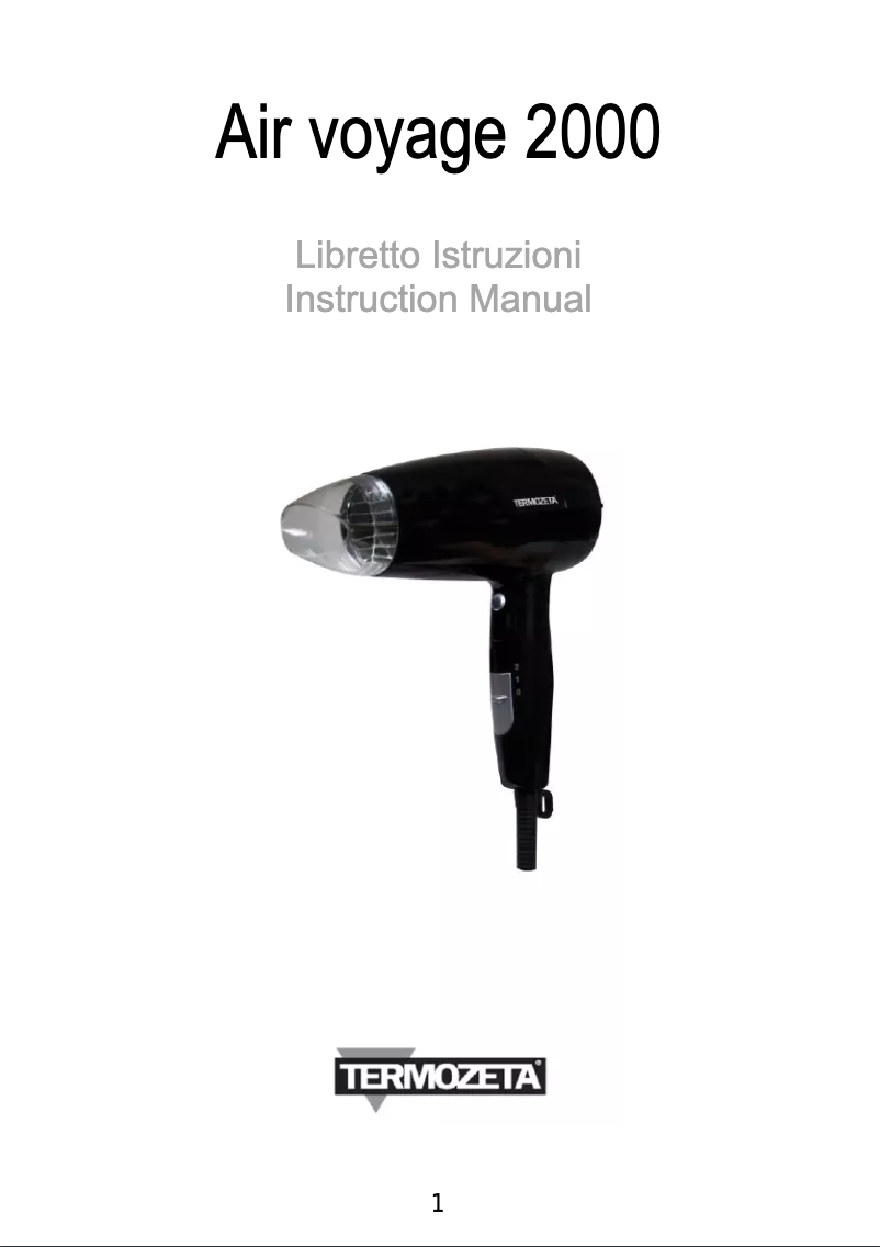 Page n°1 - Manuel utilisateur Termozeta Air Voyage 2000