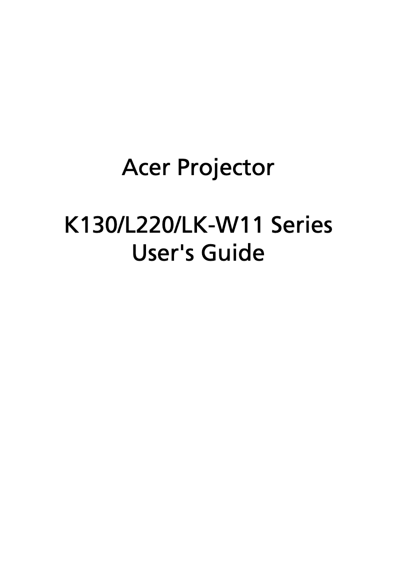 Page n°1 - Manuel utilisateur Acer K130