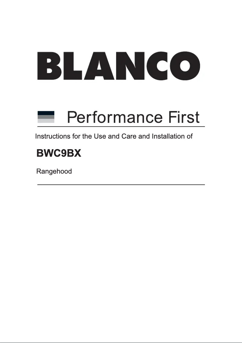 Page n°1 - Guide d'installation BLANCO BWC9BX