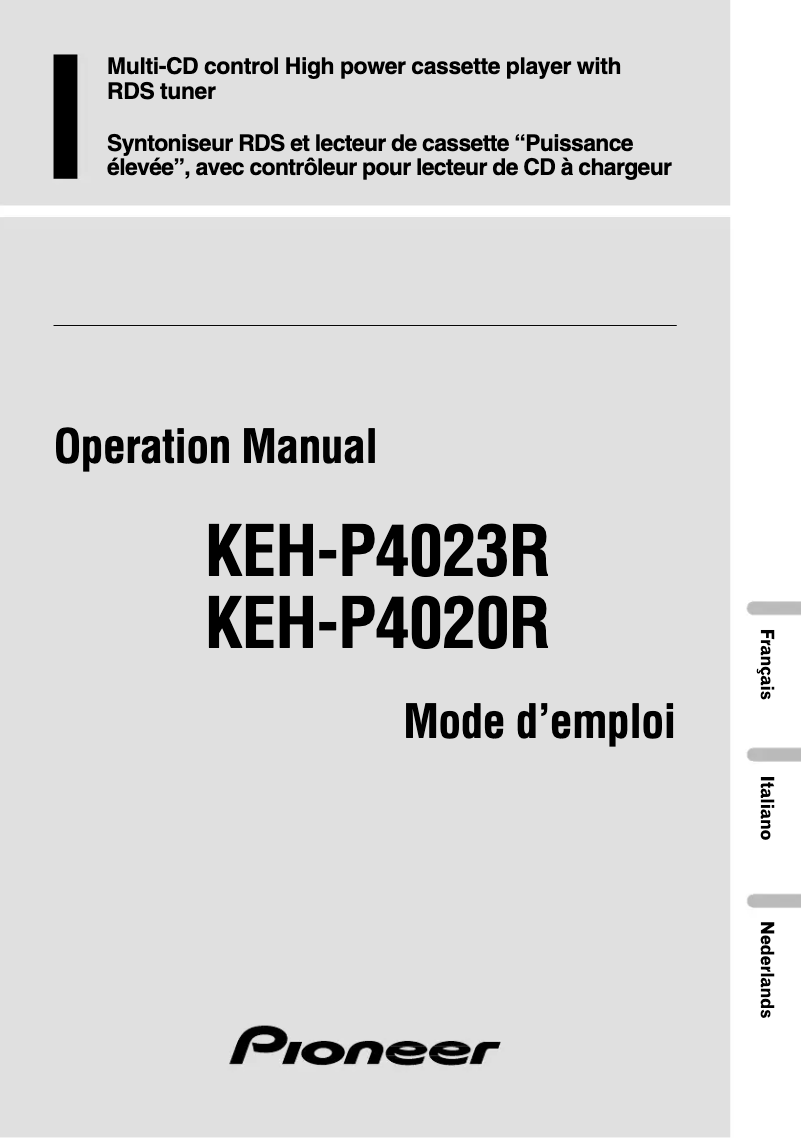Page n°1 - Manuel utilisateur Pioneer KEH-P4023R