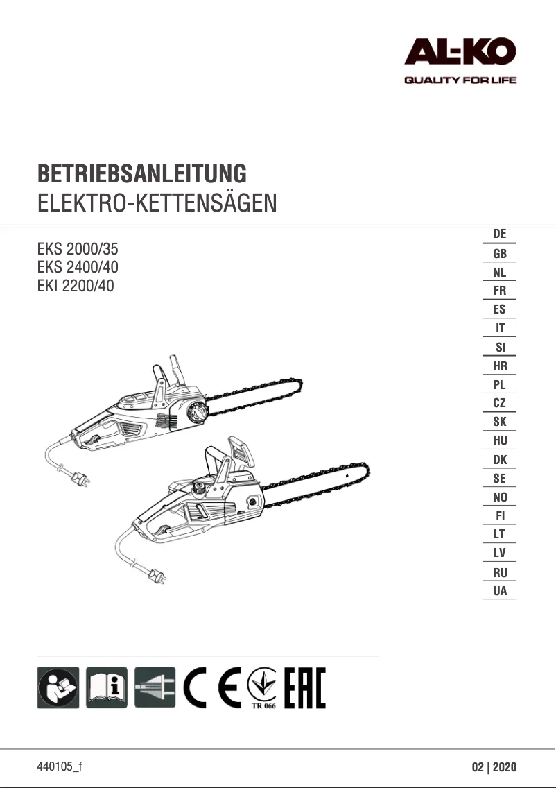 Page n°1 - Manuel utilisateur AL-KO EKS 2000/35