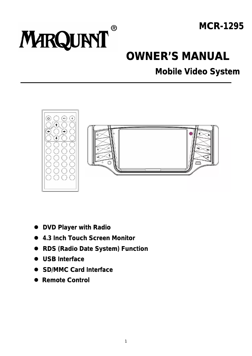 Image de la première page du manuel de l'appareil MCR-1295