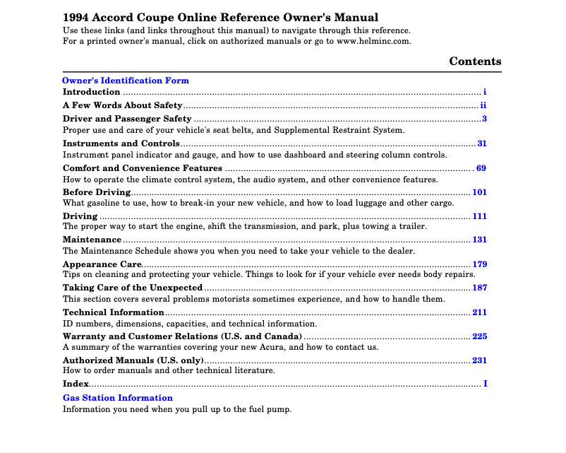 Imagen de la primera página del manual del dispositivo Accord Wagon (1994)