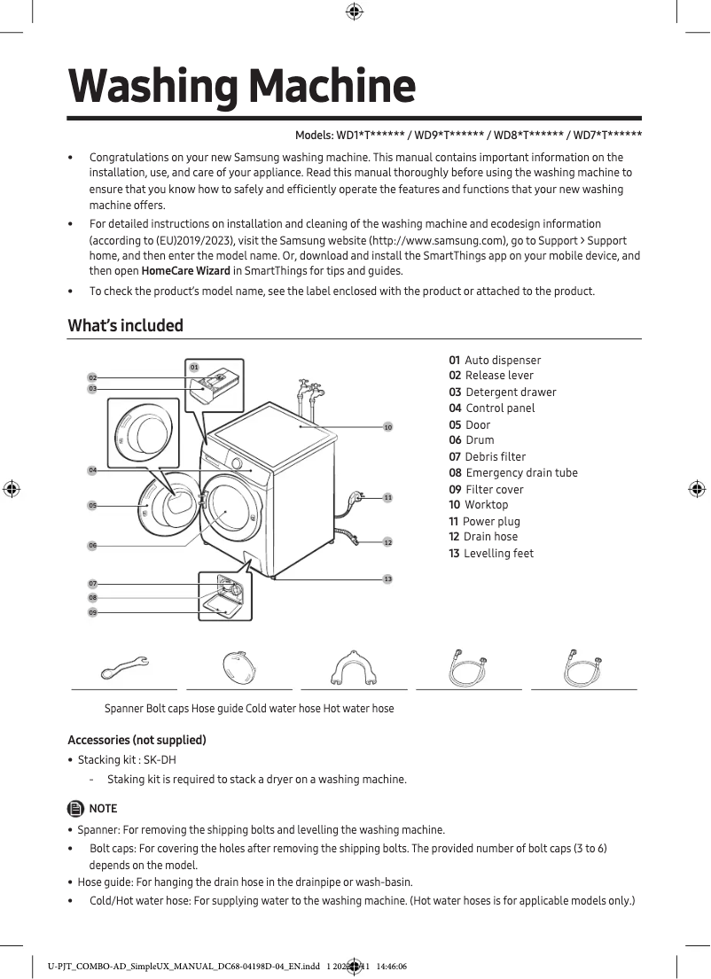 Image de la première page du manuel de l'appareil WD80TA047BT