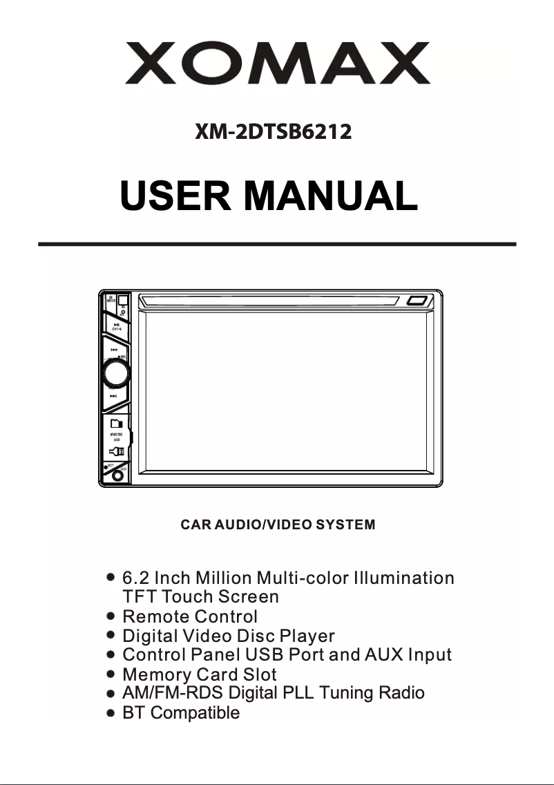 Page n°1 - Manuel utilisateur Xomax XM-2DTSB6212