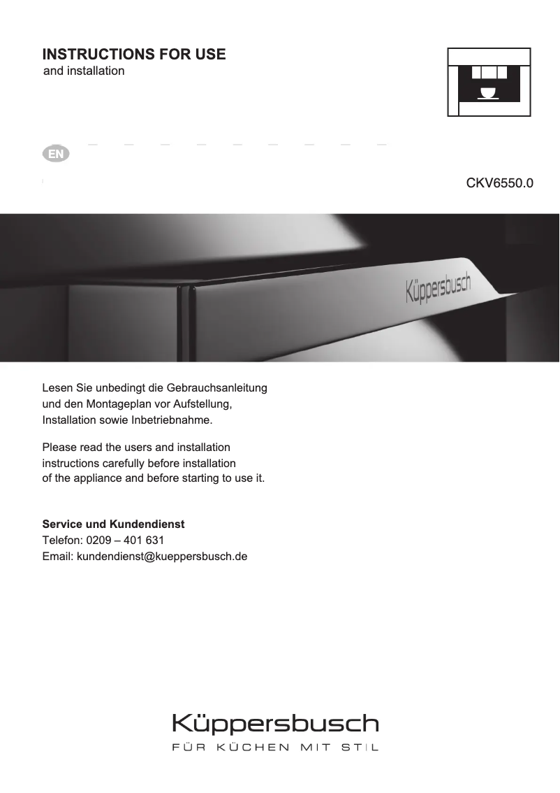 Page n°1 - Manuel utilisateur Küppersbusch CKV 6550.0