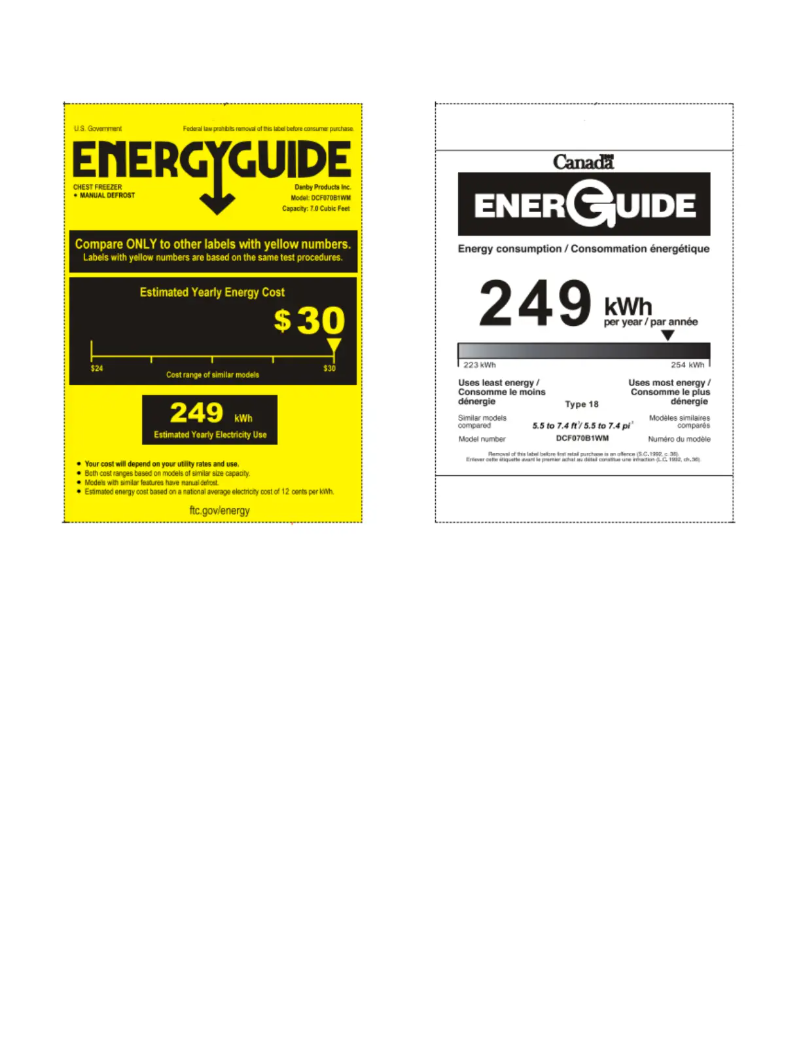 Page n°1 - Label énergétique Danby DCF070B1WM
