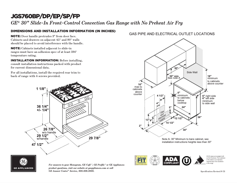 Imagen de la primera página del manual del dispositivo JGS760BPTS
