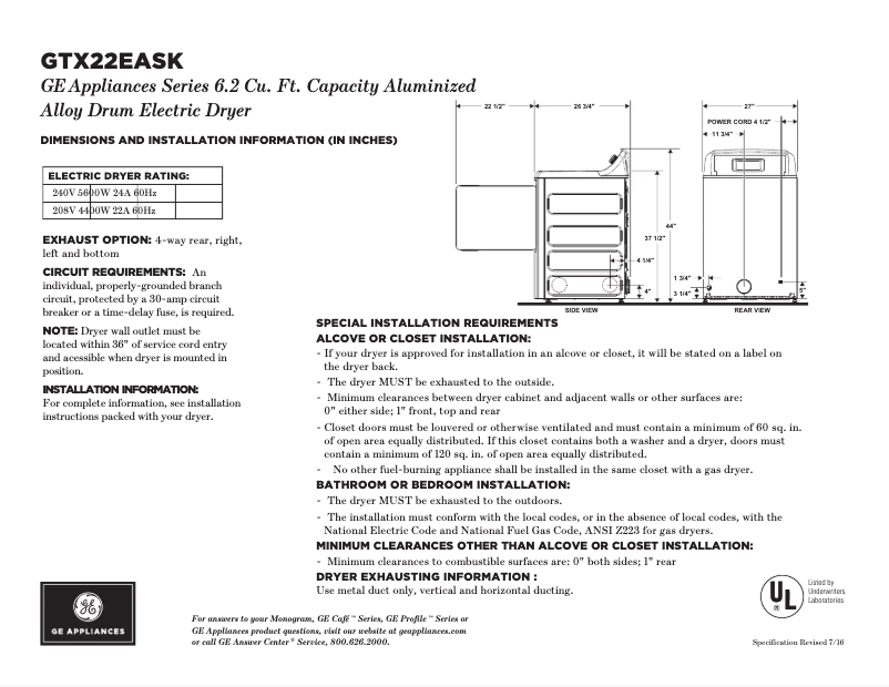 Image de la première page du manuel de l'appareil GTX22EASKWW