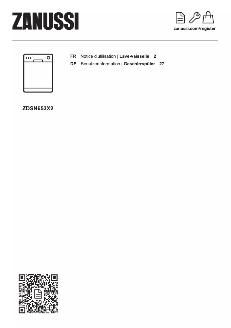 Page n°1 - Manuel utilisateur Zanussi ZDSN653X2