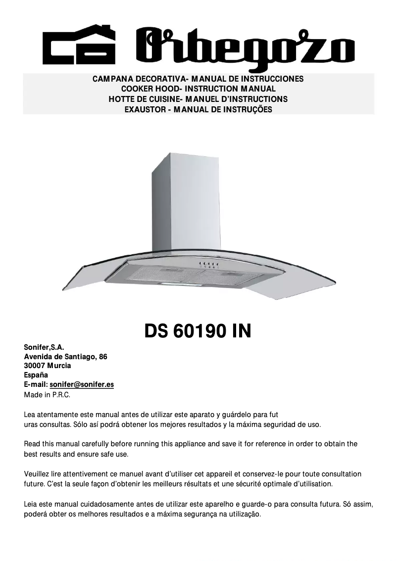 Image de la première page du manuel de l'appareil DS 60190 IN