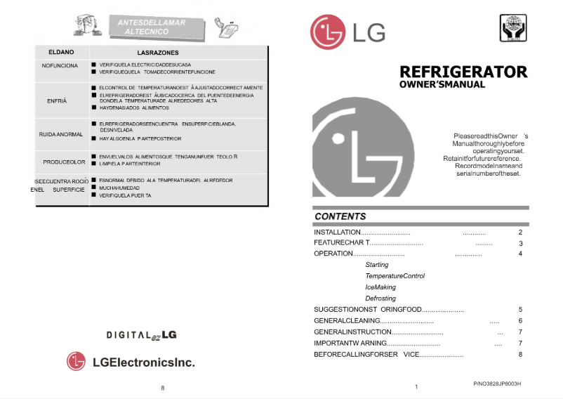 Page n°1 - Manuel utilisateur LG GR-191SWG