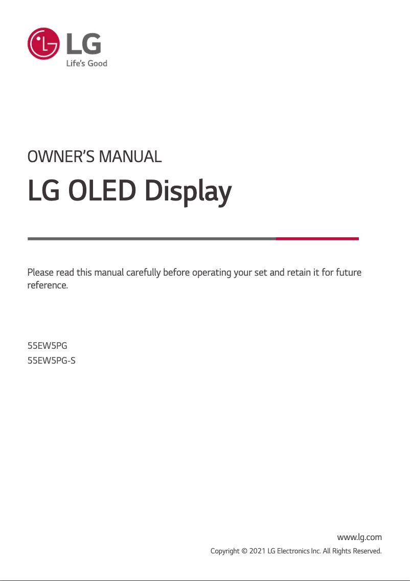 Image de la première page du manuel de l'appareil 55EW5PG