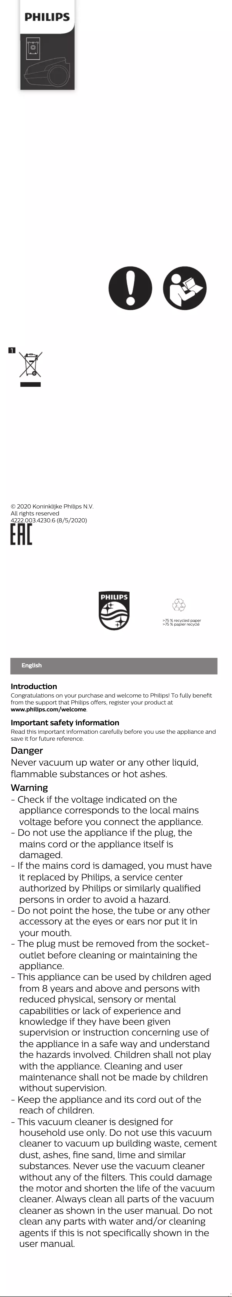 Página 1 del manual Manual de usuario Philips Performer Active FC8585