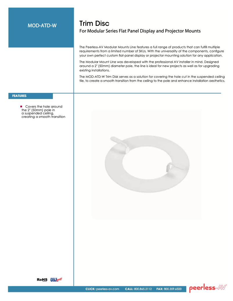 Page n°1 - Manuel utilisateur Peerless-AV MOD-ATD-W